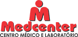 Logo Medcenter, Centro Médico e Laboratório — cliente Smavix, case de sucesso em presença digital e SEO